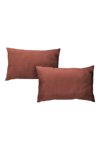 2 taies d'oreillers en gaze de coton - Marron