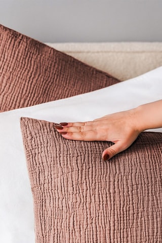 2 taies d'oreillers en gaze de coton - Marron