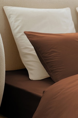 2 taies d'oreillers en satin de coton - Marron