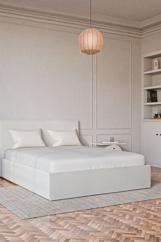 Lit Coffre Emma - Tissu chiné Blanc cassé