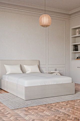 Lit Coffre Emma - Tissu chiné Beige