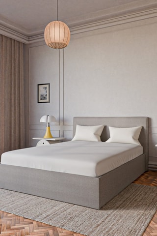 Lit Coffre Emma avec tête de lit - Tissu chiné anthracite