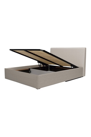 Lit Coffre Emma avec tête de lit - Tissu chiné anthracite