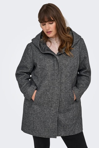 Manteau à capuche - Gris foncé chiné
