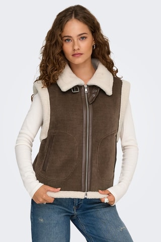 Veste sans manches en velours - Marron