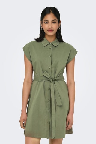 Robe chemise regular en coton biologique - Vert kaki