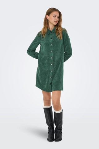 Robe chemise en velours - Vert foncé