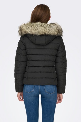 Gewatteerde Jas met Capuchon Zwart