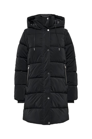 Gewatteerde jas met capuchon - Zwart