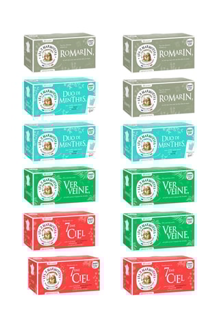 3 x Infusion romarin bio + 3 x Infusion Duo de Menthes + 3 x Infusion verveine bio + 3 x infusion 7ème ciel bio - 12 x 30 sachets