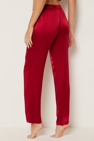 Pantalon de pyjama en soie Pearly - Rouge