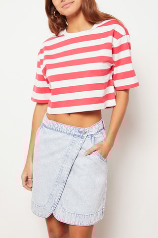 Jupe portefeuille en jean - Bleu