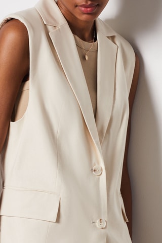 Veste en lin sans manches - Beige - MASQUE NC