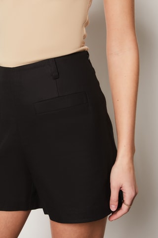 Short droit en <b>lin</b> - Noir