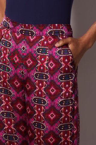 Pantalon fluide taille haute - Rouge