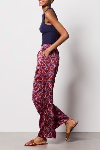 Pantalon fluide taille haute - Rouge