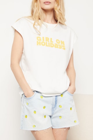 Short droit en jean - Bleu