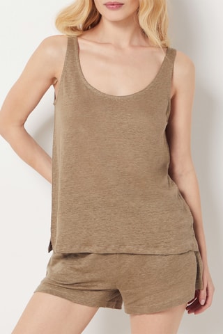 Débardeur de pyjama en lin Josie - Kaki