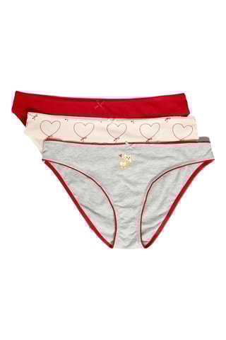 3 culottes Jackie - Gris clair et rouge