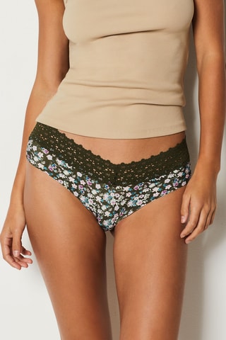 Shorty Wish Print - Vert olive et blanc