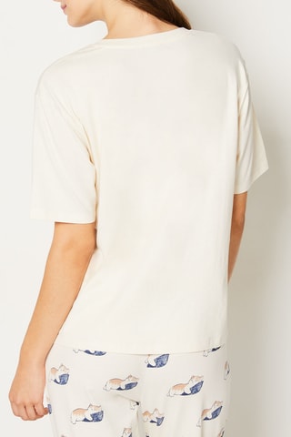 T-shirt de pyjama Lovy -  Blanc et gris