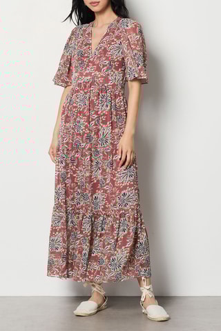 Robe longue Isaac - Vieux rose et noir