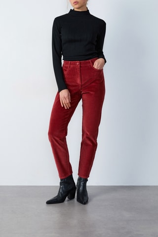 Pantalon en velours Enory - Rouge brique