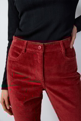 Pantalon en velours Enory - Rouge brique