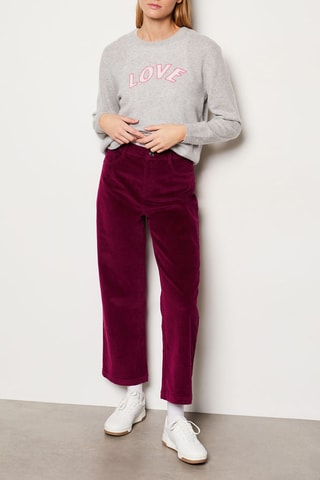 Pantalon en velours taille haute Letizia - Violet