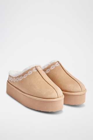 Sabots fourrés plateformes Wally - Beige