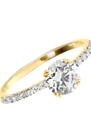 Anillo - Oro amarillo, diamantes y topacio