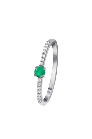 Anillo - Oro blanco, topacios y esmeralda