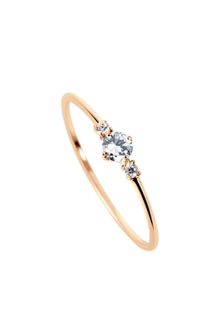 Anillo - Oro amarillo, diamantes y topacio