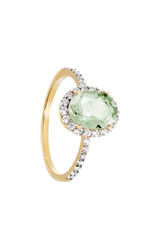 Anillo - Oro amarillo, diamantes y amatista