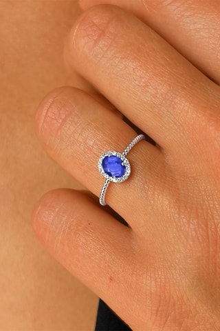 Anillo - Oro amarillo, diamantes y zafiro