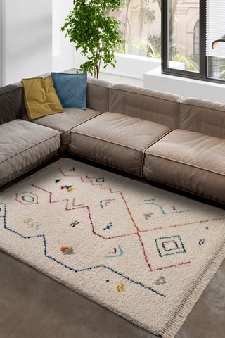 Tapis Yebel - Blanc et bleu