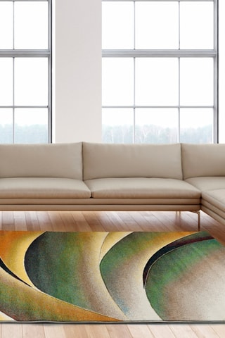 Tapis Libet - Vert foncé et orange 