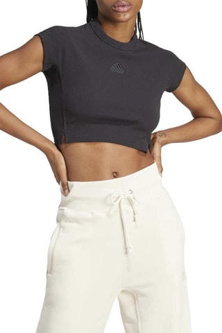 T-shirt cropped Lounge - Noir - Adidas
