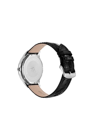 Montre à quartz en cuir - Noir et argenté