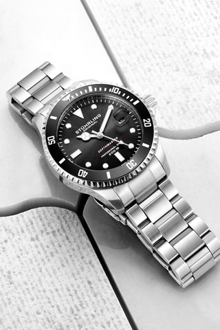 Montre automatique en acier Aquadiver - Argenté et noir