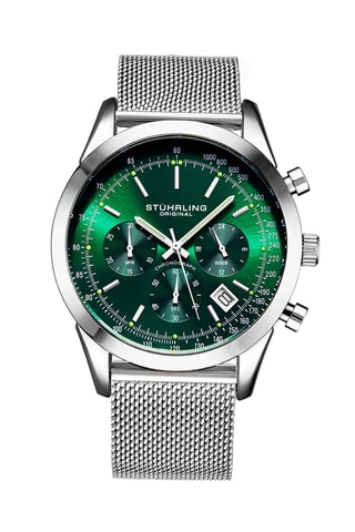 Montre à quartz en acier - Chronographe et tachymètre - Vert