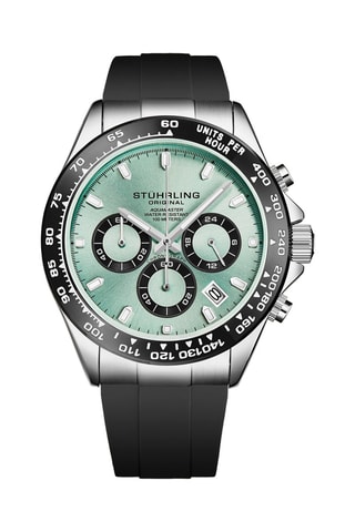 Montre à quartz en caoutchouc - Chronographe et tachymètre - Noir et argenté