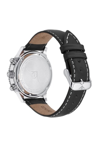 Montre à quartz en cuir - Chronographe - Noir et bleu foncé