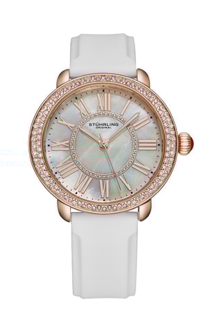 Montre à quartz en cuir - Blanc et doré