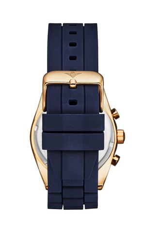 Montre à quartz en caoutchouc Tempo - Chronographe et tachymètre - Bleu et doré