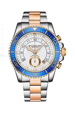 Montre à quartz en acier - Chronographe - Argenté et doré