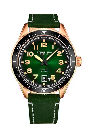 Montre à quartz en cuir Monaco Vert et noir