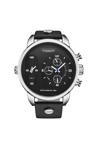 Montre à quartz en cuir - Noir