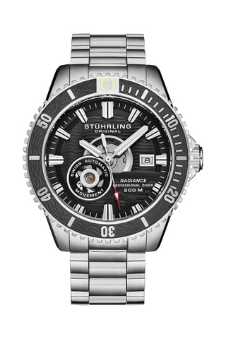 Montre automatique en acier - Argenté et noir - Stuhrling