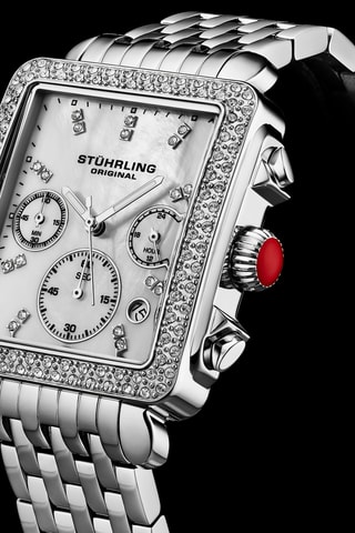 Montre à quartz en acier - Chronographe - Argenté